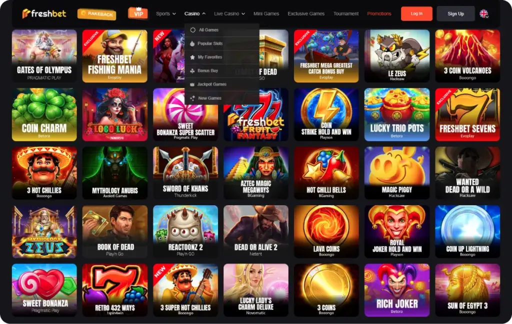 Freshbet Casino Game Lobby